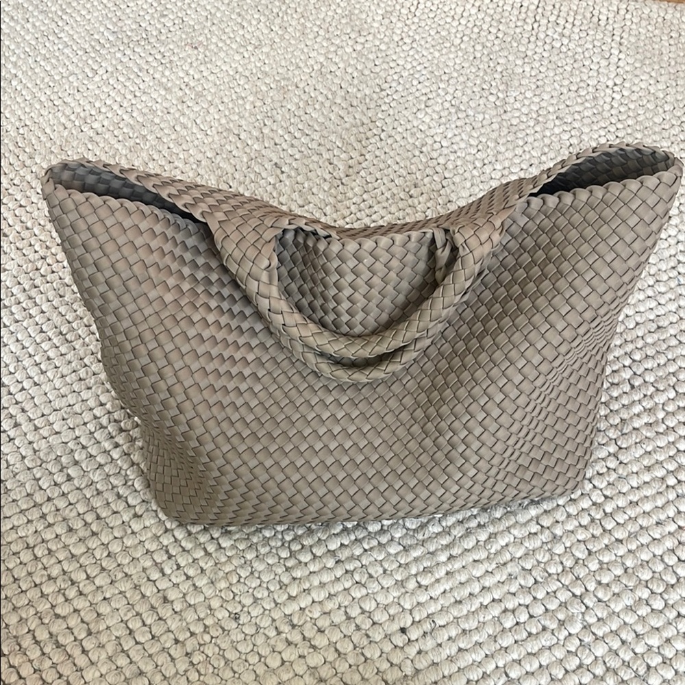Elegant Tan Woven Tote Bag